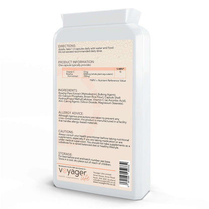 Voyager Rosehip Extract 5,000mg & Vitamin C 120 Capsules - back view