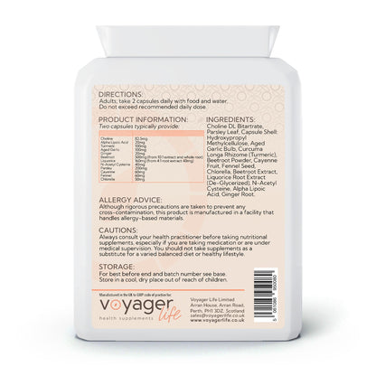 Voyager Liver Support & Choline 60 Capsules - back view
