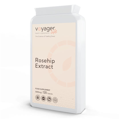 Voyager Rosehip Extract 5,000mg & Vitamin C 120 Capsules - front view