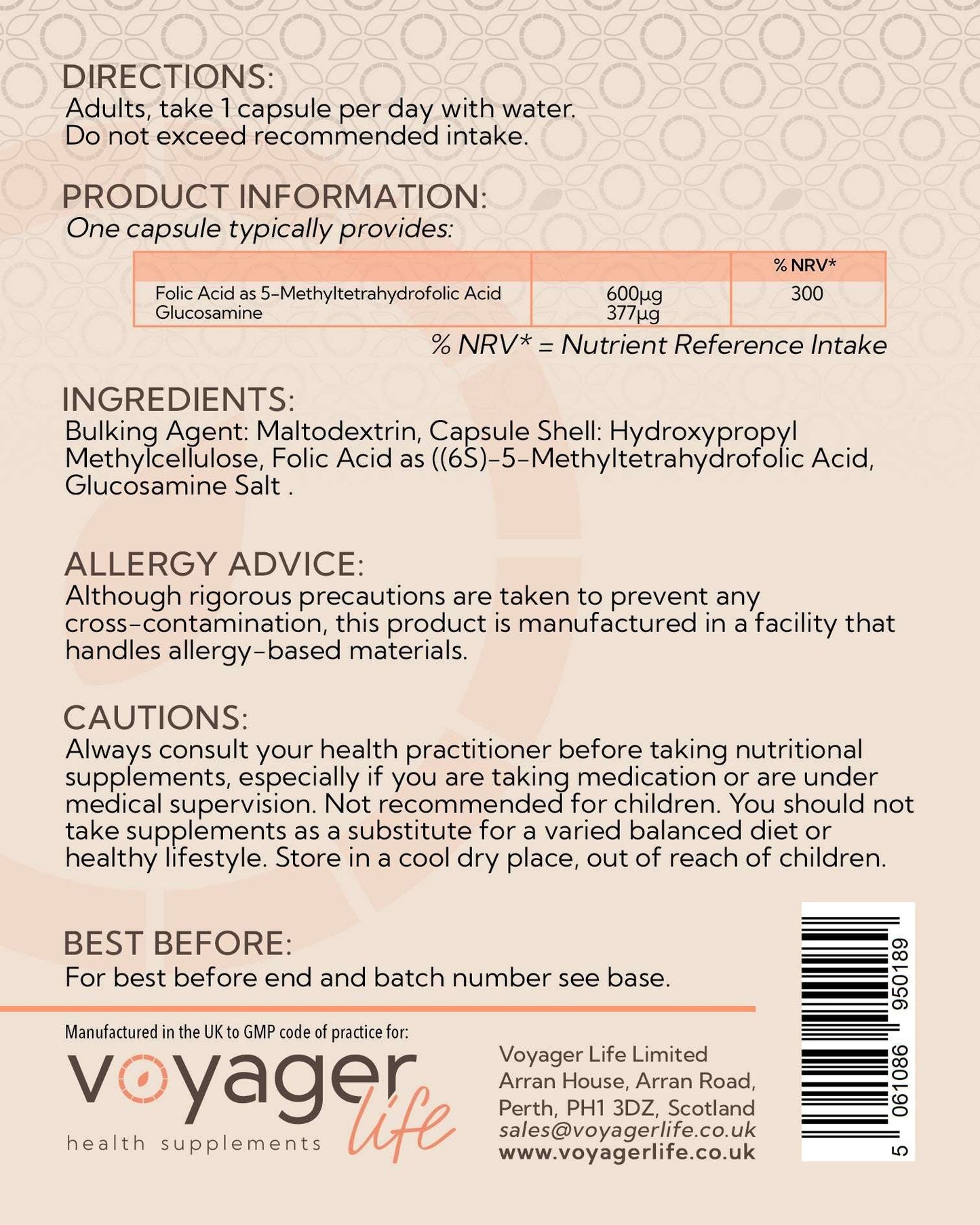 Voyager Methyl Folate Quatrefolic 600µg 90 Capsules at The CBD Hut