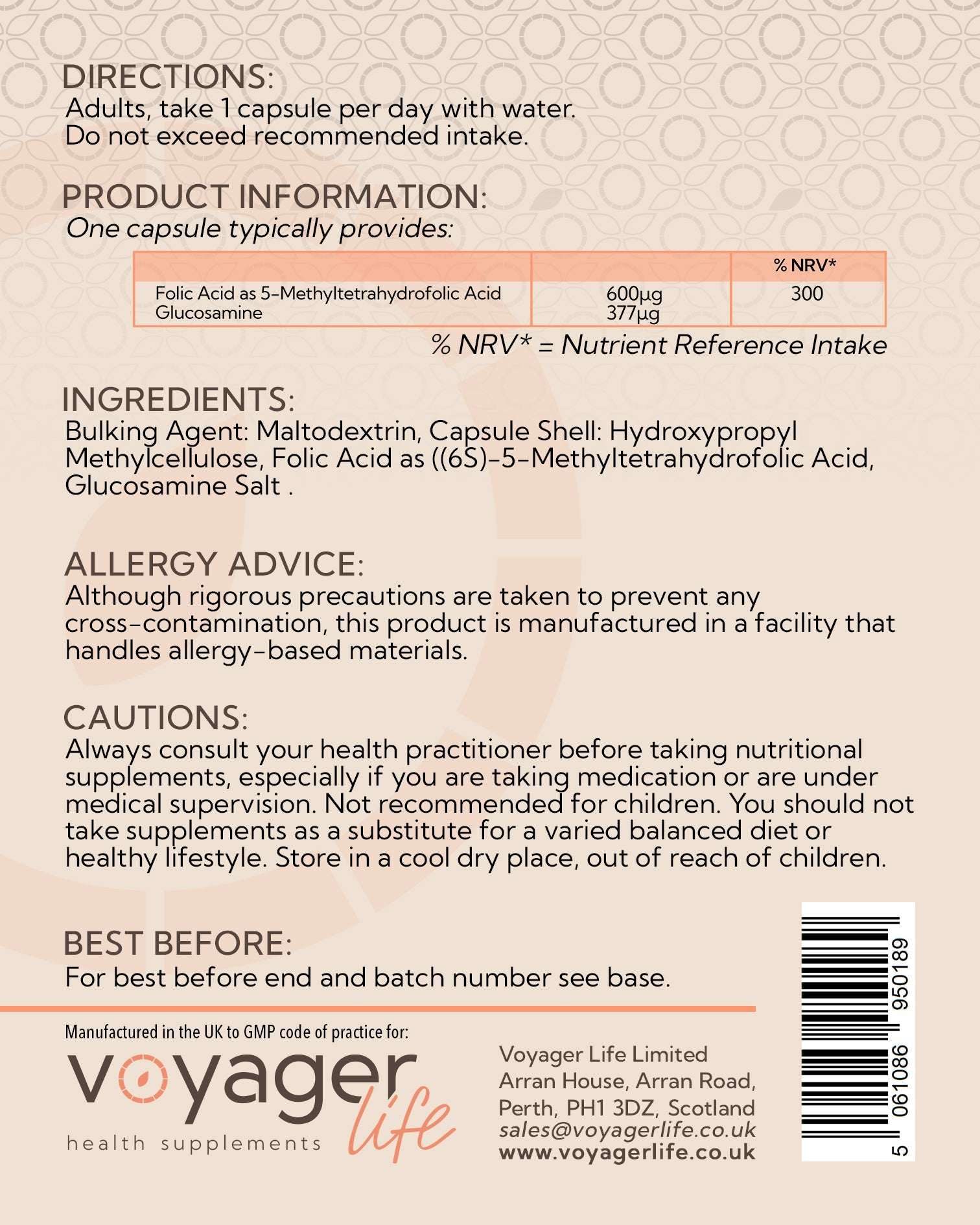 Voyager Methyl Folate Quatrefolic 600µg 90 Capsules at The CBD Hut