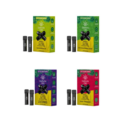 Darwin 900mg CBD Prefilled Replacement Pods - 1200 Puffs/2 Pack | The CBD Hut