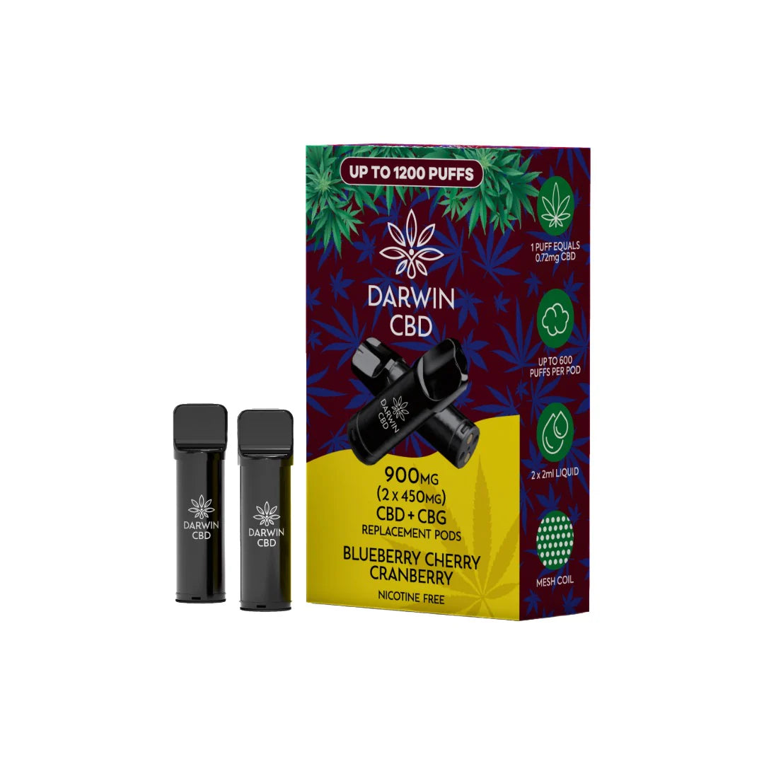 Darwin 900mg CBD Prefilled Replacement Pods - Blueberry Cherry Cranberry | The CBD Hut
