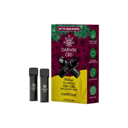 Darwin 900mg CBD Prefilled Replacement Pods - Cherry Lime | The CBD Hut