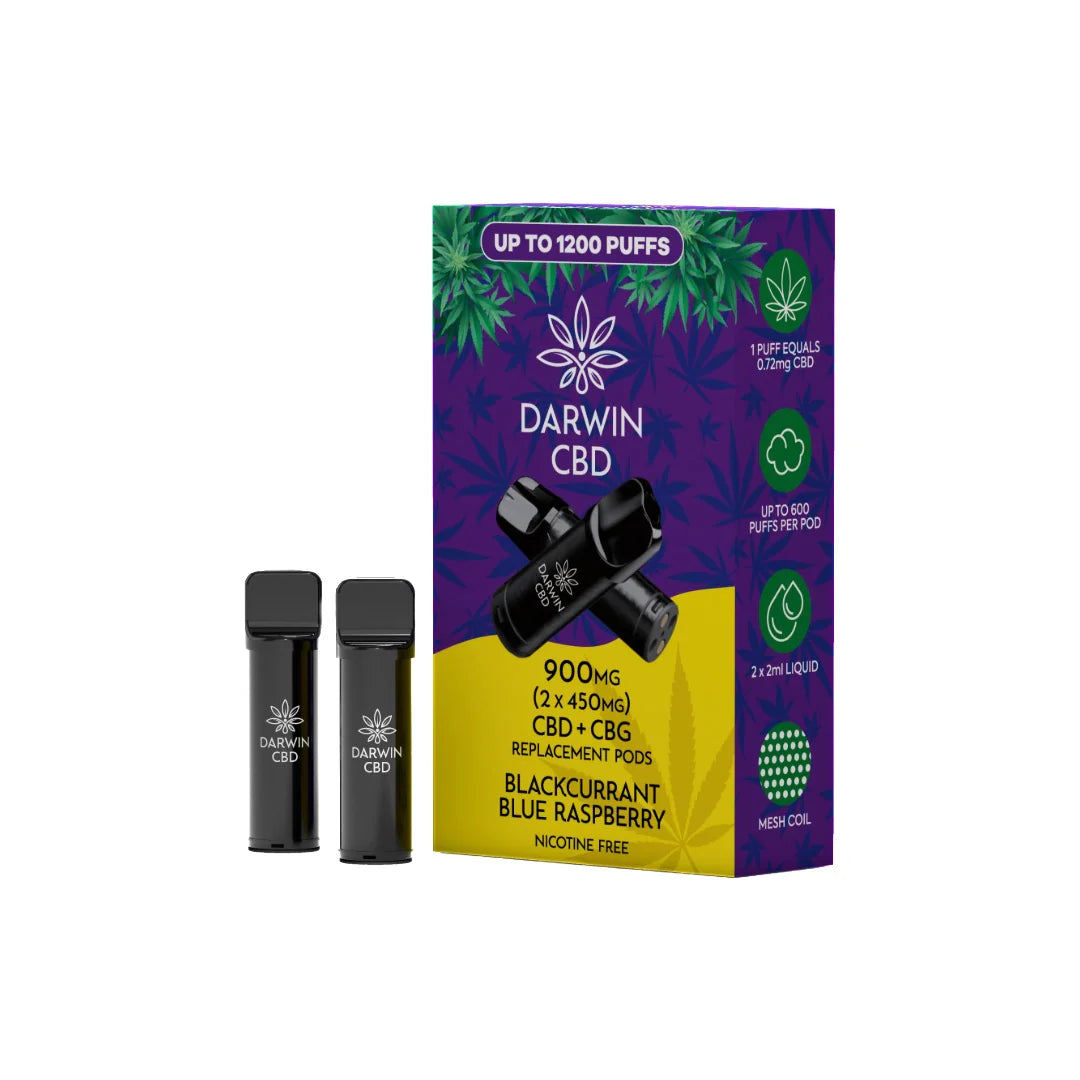Darwin 900mg CBD Prefilled Replacement Pods - Blackcurrant Blue Raspberry | The CBD Hut