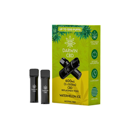 Darwin 600mg CBD Prefilled Replacement Pods - Watermelon Ice | The CBD Hut