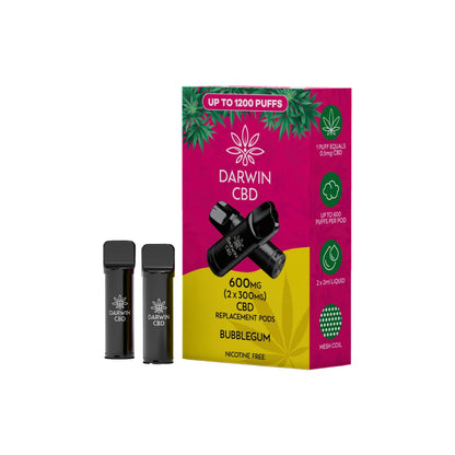 Darwin 600mg CBD Prefilled Replacement Pods - Bubblegum | The CBD Hut