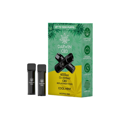 Darwin 600mg CBD Prefilled Replacement Pods - Cool Mint | The CBD Hut