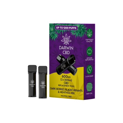 Darwin 600mg CBD Prefilled Replacement Pods - Dark Berries, Blackcurrants & Menthol Mix | The CBD Hut