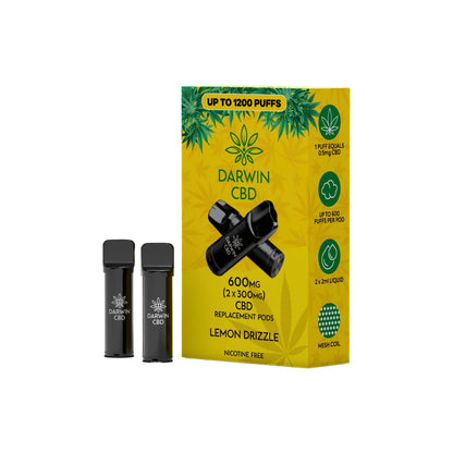 Darwin 600mg CBD Prefilled Replacement Pods - Lemon Drizzle | The CBD Hut