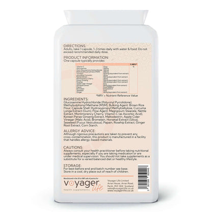 Voyager Vegan Glucosamine Complex 120 Capsules - back view