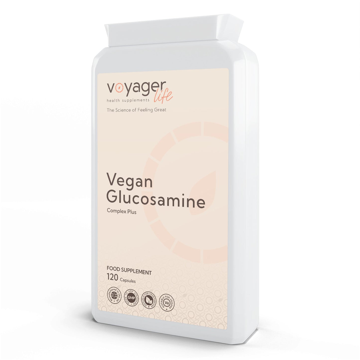 Voyager Vegan Glucosamine Complex 120 Capsules - front view