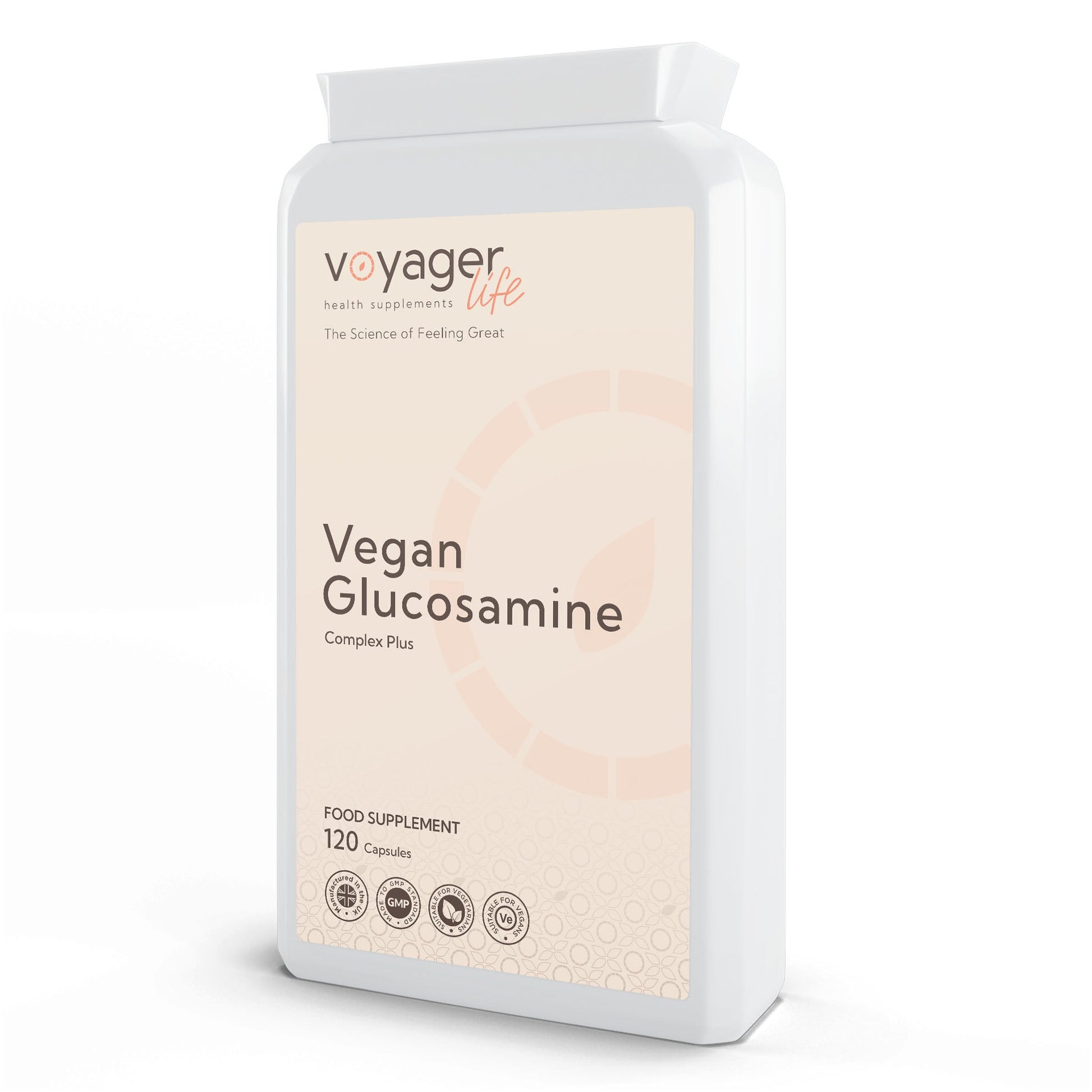 Voyager Vegan Glucosamine Complex 120 Capsules - front view
