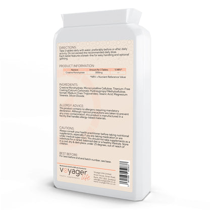Voyager Creatine Monohydrate 1,000mg 90 Tablets - back view