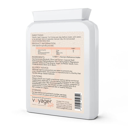 Voyager Saccharomyces Boulardii Complex 90 Capsules - back view