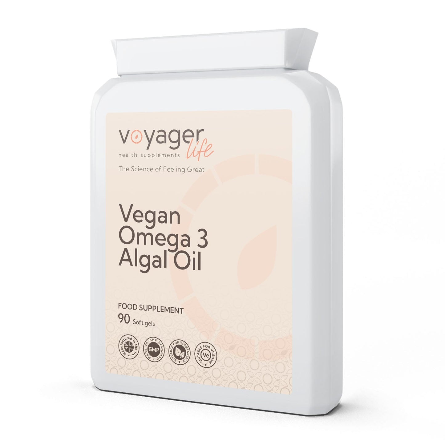 Voyager Vegan Omega-3 Algal Oil 90 Softgels - front view