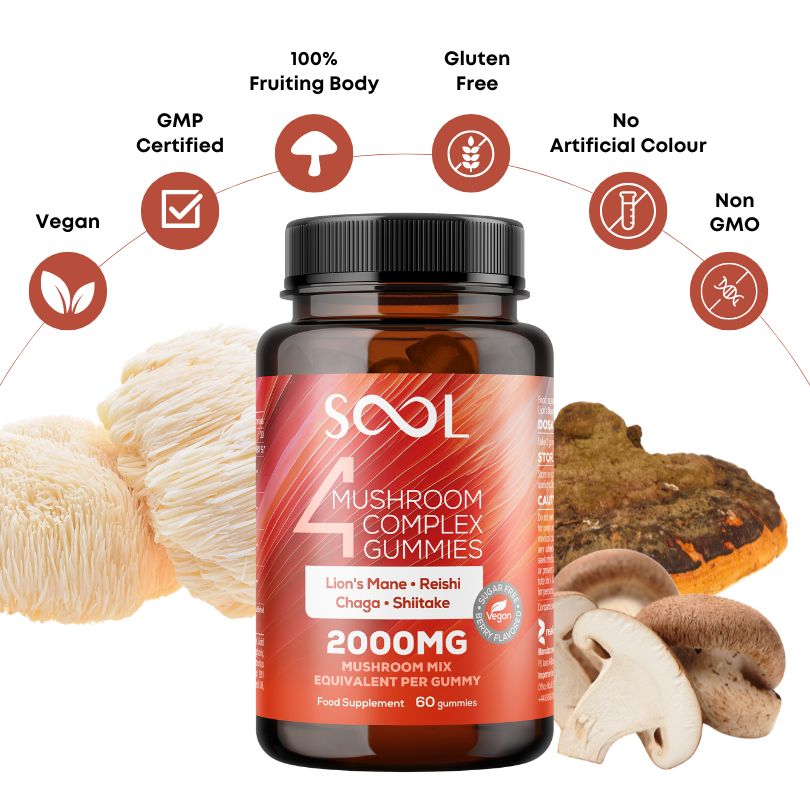 SOOL 4 Mushroom Gummies Berry 60 Gummies