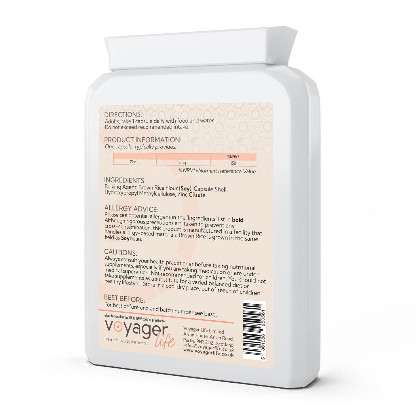 Voyager Zinc 15mg 120 Capsules product image