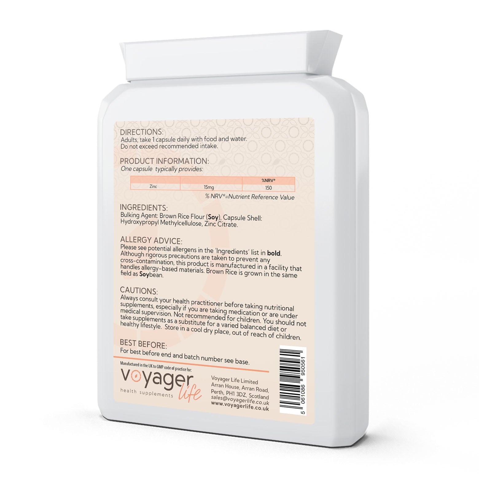 Voyager Zinc 15mg 120 Capsules product image