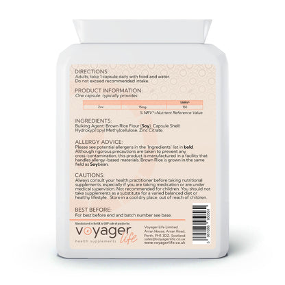 Voyager Zinc 15mg 120 Capsules product image