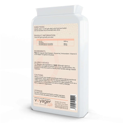 Voyager Omega-3 Fish Oil 1,000mg 90 Softgels - back view