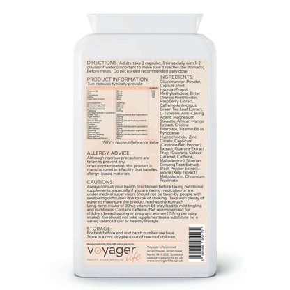 Voyager Meta Support Complex with Glucomannan 90 Capsules - back view