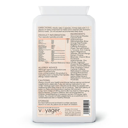 Voyager Meta Support Complex with Glucomannan 90 Capsules - back view