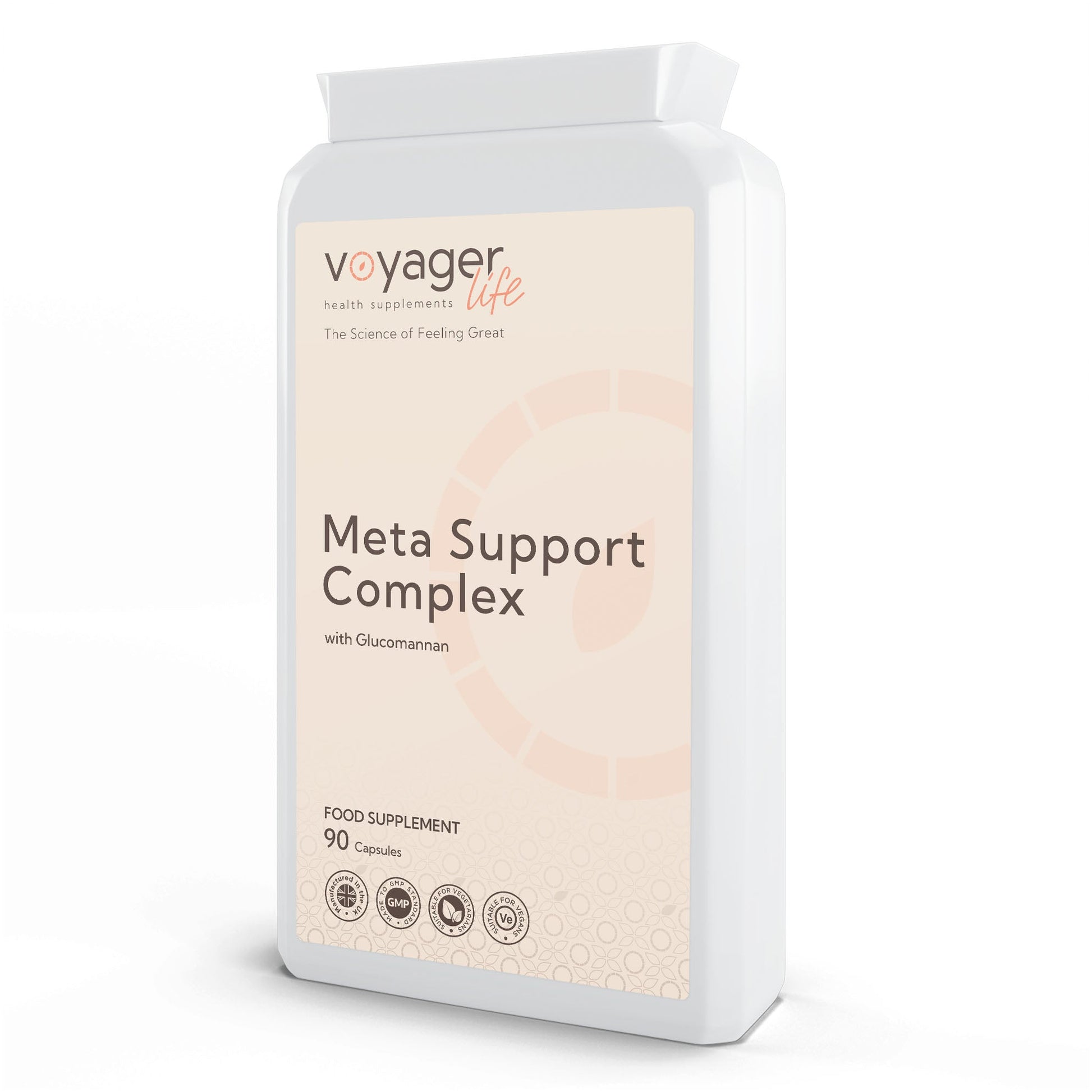 Voyager Meta Support Complex with Glucomannan 90 Capsules - front view