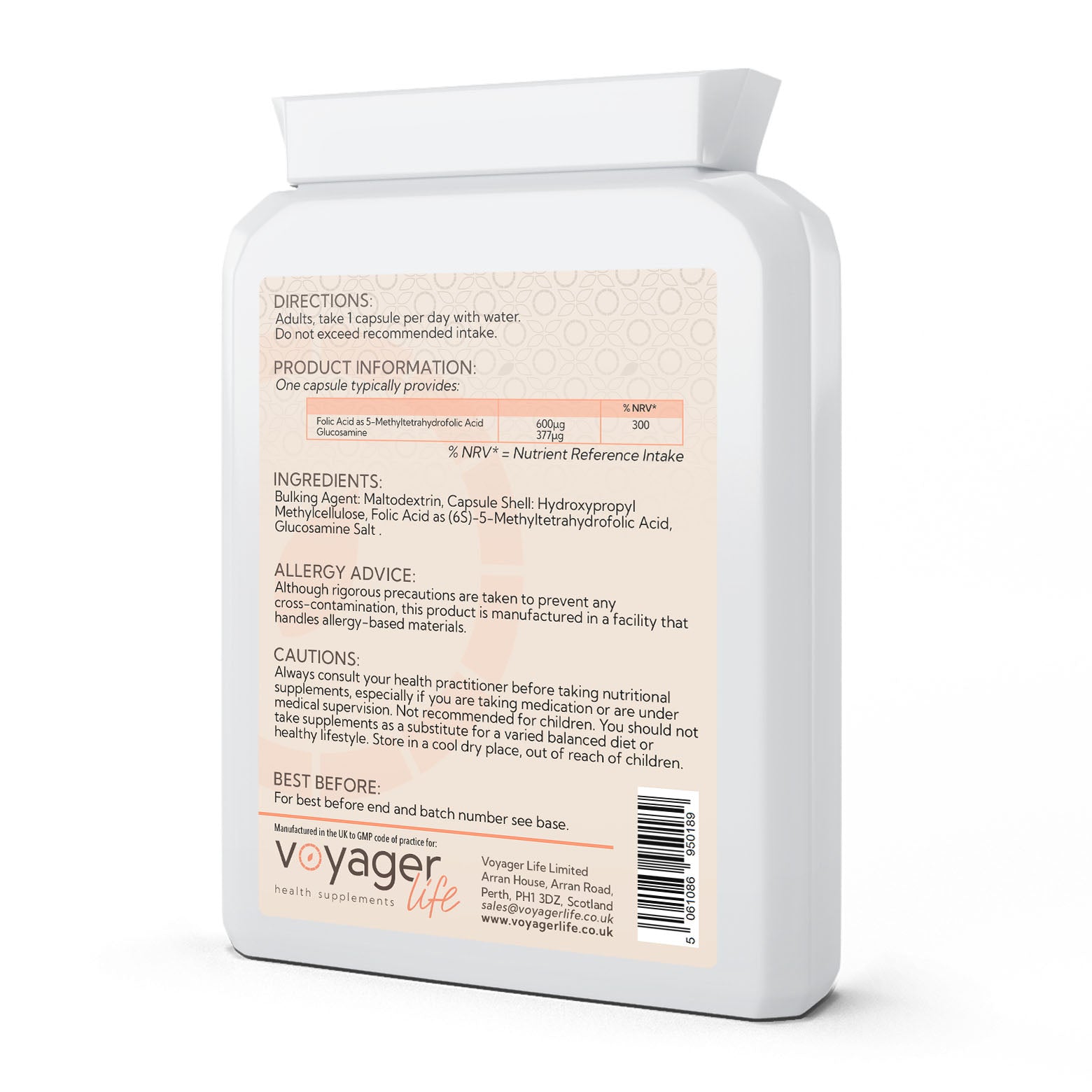 Voyager Probiotic Complex 20 Billion CFU 120 Capsules - back view
