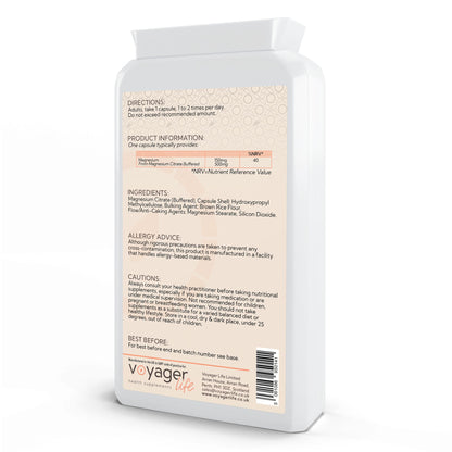 Voyager Magnesium Citrate 500mg 120 Capsules image 4