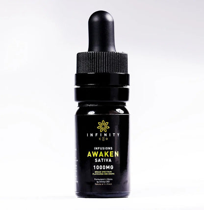 Infinity CBD AWAKEN terpene infused CBD drops packaging