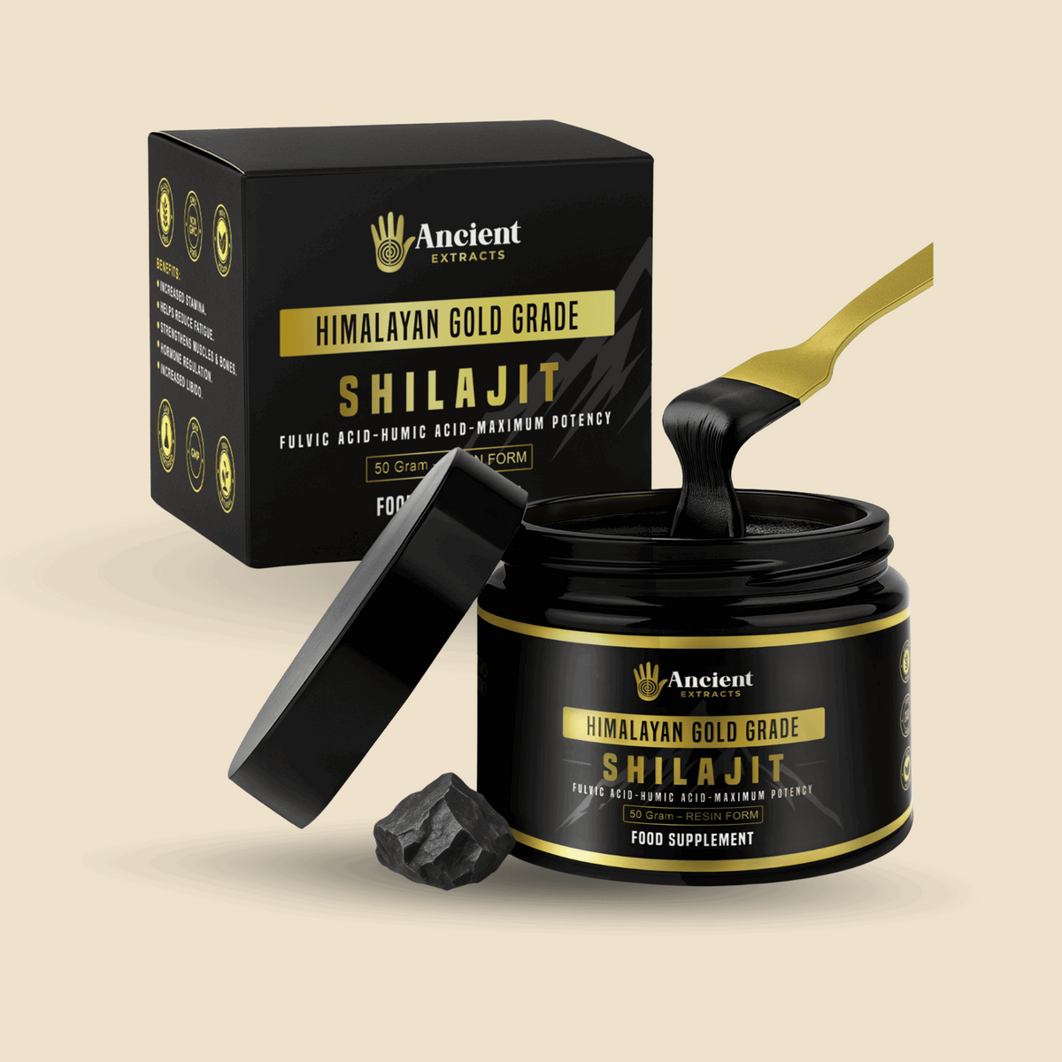 Ancient Extracts Pure Himalayan Shilajit Resin 50g jar