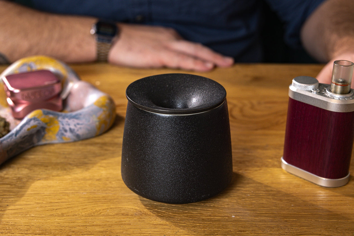 Black ceramic dry herb vape AVB ashtray with lid