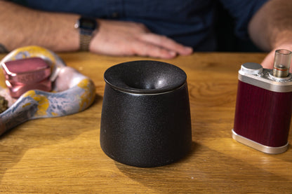 Black ceramic dry herb vape AVB ashtray with lid