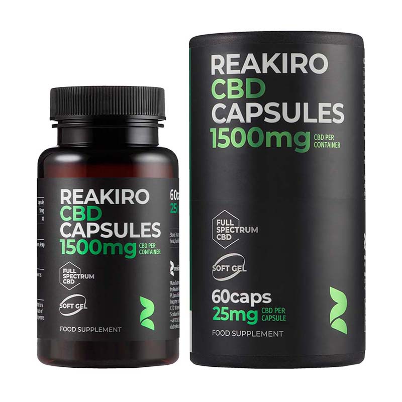 Reakiro Full Spectrum CBD Softgels 1500mg 60 Pack bottle