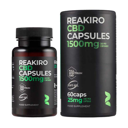Reakiro Full Spectrum CBD Softgels 1500mg 60 Pack bottle