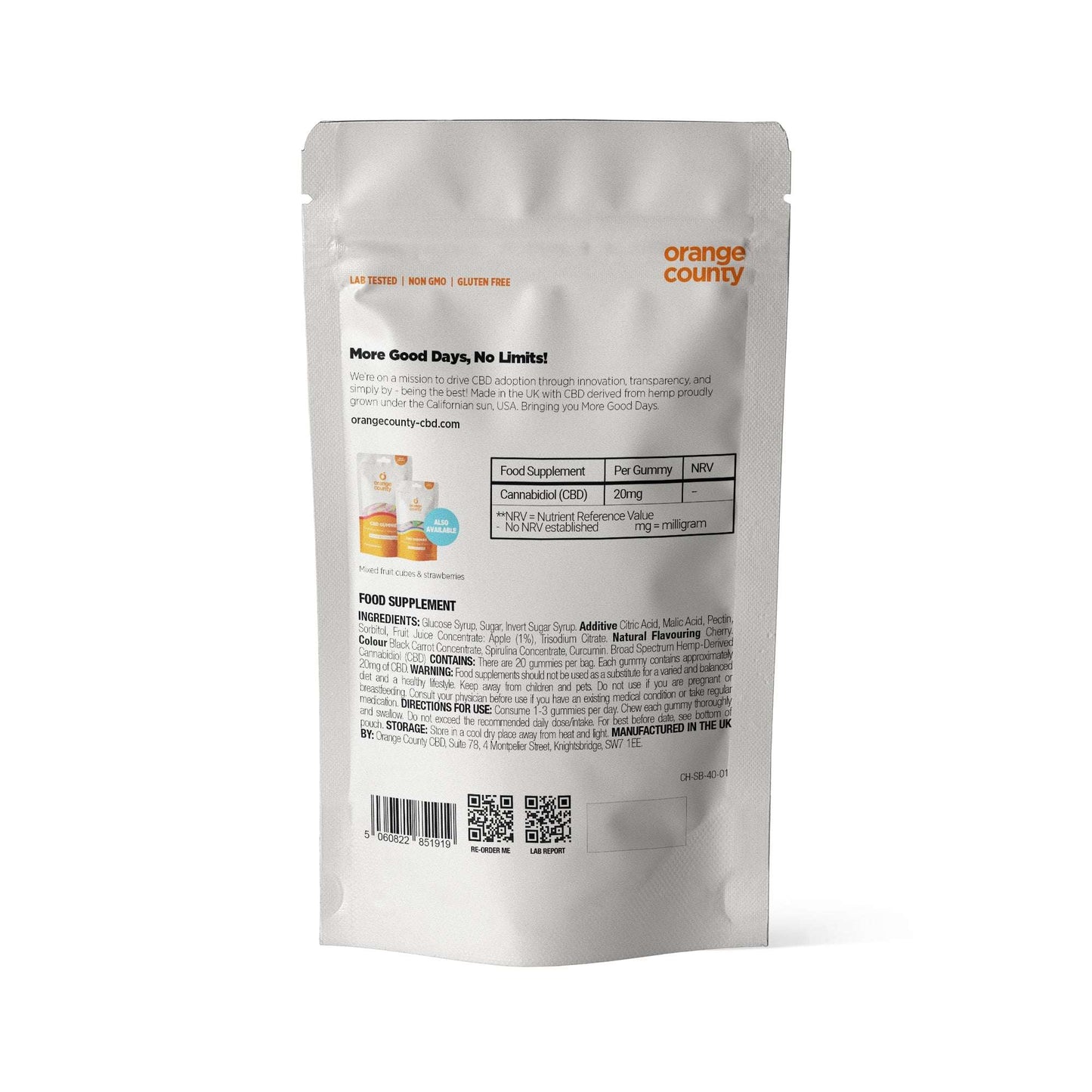 Orange County CBD Gummy Cherries Small Tub