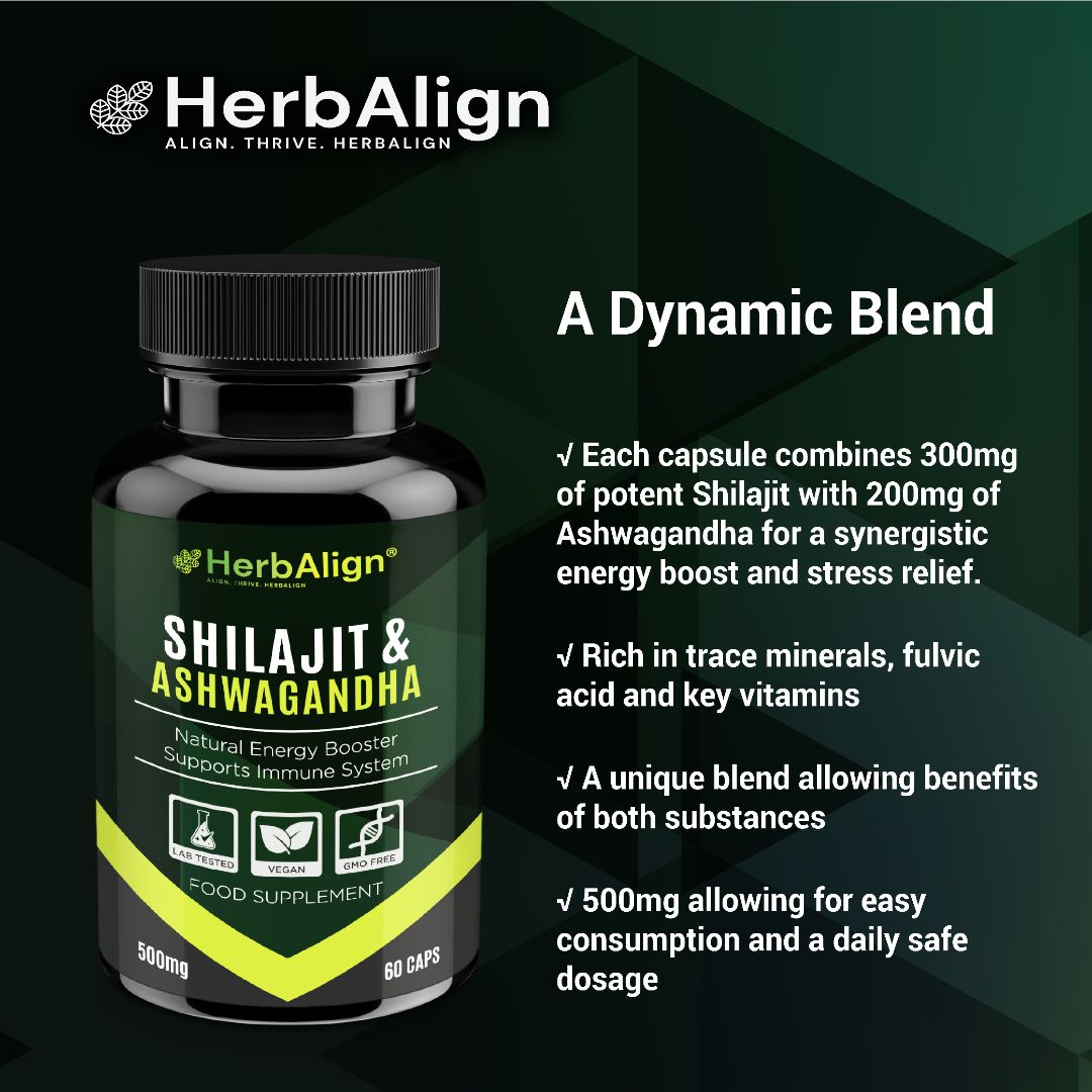 Herbalign Shilajit & Ashwagandha Capsules 1000mg
