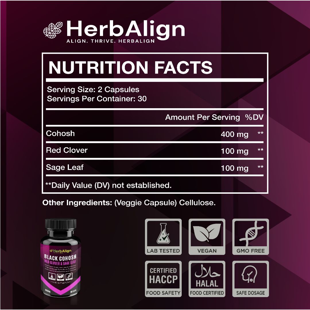 Herbalign Black Cohosh Menopause Support Capsules