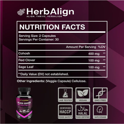 Herbalign Black Cohosh Menopause Support Capsules