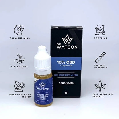 Dr Watson 1000mg CBD E-Liquid - 10ml - Blueberry Kush benefits | The CBD Hut