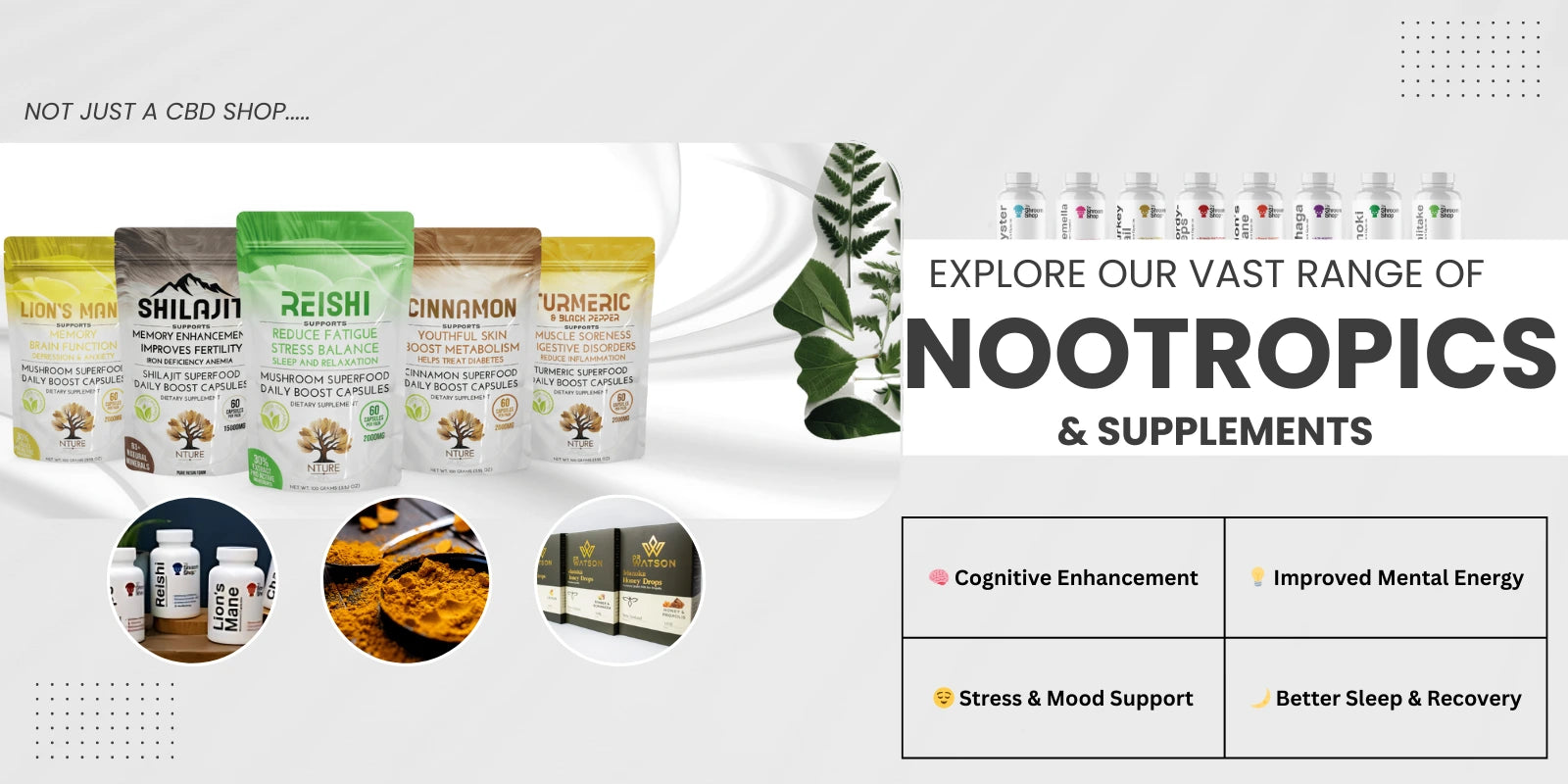 Explore The CBD Hut's vast range of Nootropics & Supplements - we are not just a CBD Shop!