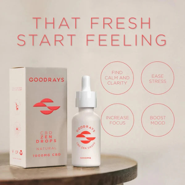 Goodrays 1000mg CBD Natural Zen Drops product benefits | The CBD Hut