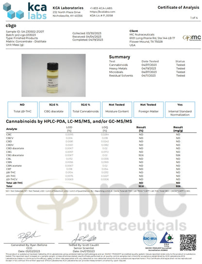 Improved Health CBGo Acetate 92.6% 1ml Syringe at The CBD Hut