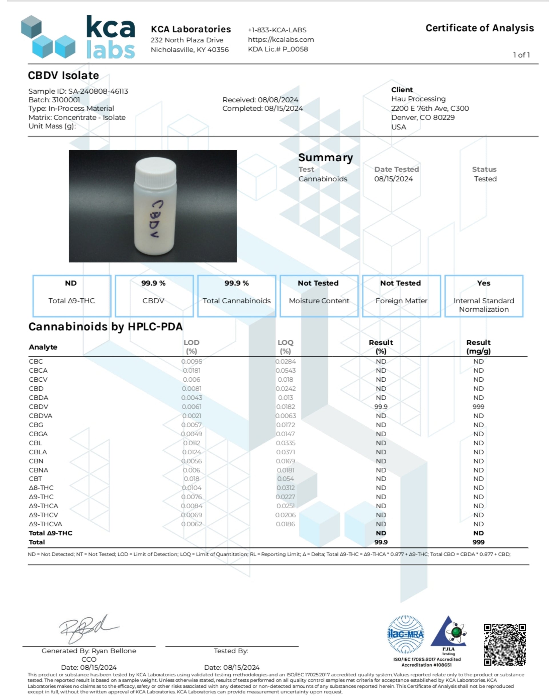 Improved Health CBDV Isolate 99.9% 1g product image - The CBD Hut