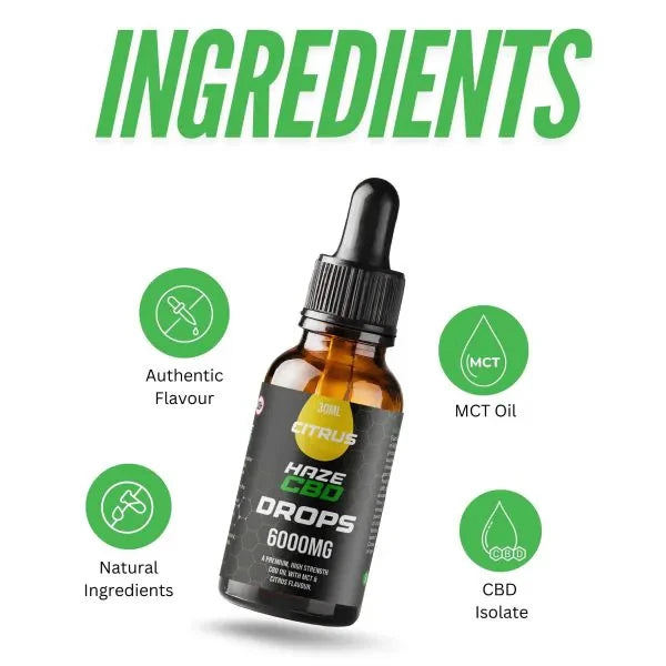 Haze 6000mg CBD Oil Drops ingredients | The CBD Hut