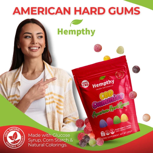 Hempthy 1000mg CBD American Hard Gums Gummies ingredients | The CBD Hut
