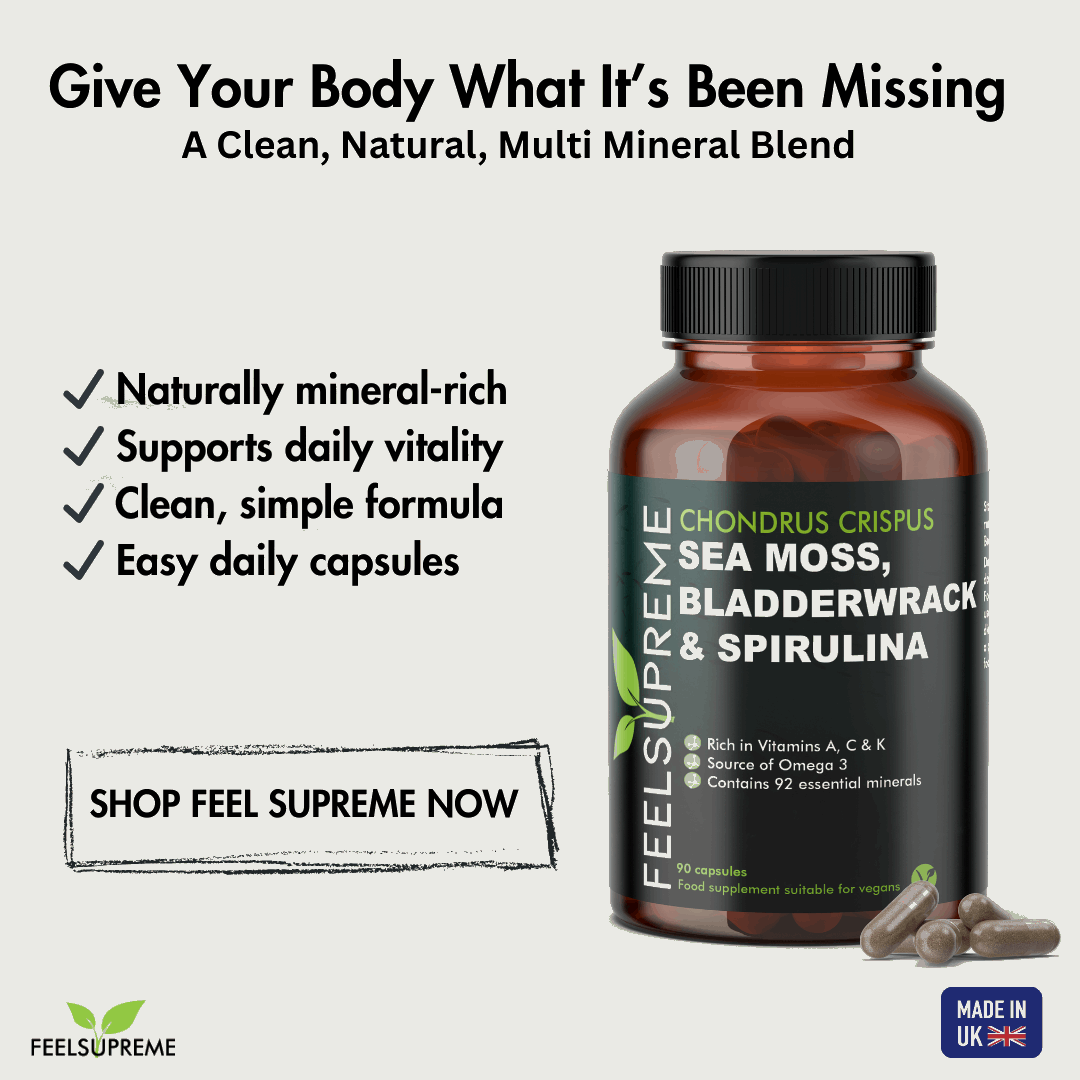 Feel Supreme Sea Moss Bladderwrack and Spirulina Capsules bottle