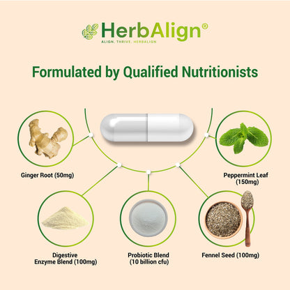 Herbalign Digestive Support Capsules with Ginger & Probiotics