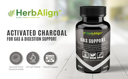 Herbalign Activated Charcoal Gas Support Capsules 1000mg